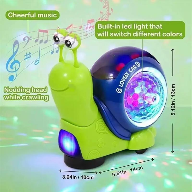 Crawling Snail Design Music Toys, ElectricSnail Toy, Cute Electronic Animal Crawl Toy,Toys with Built-in LED Light, InteractiveLearning Toy