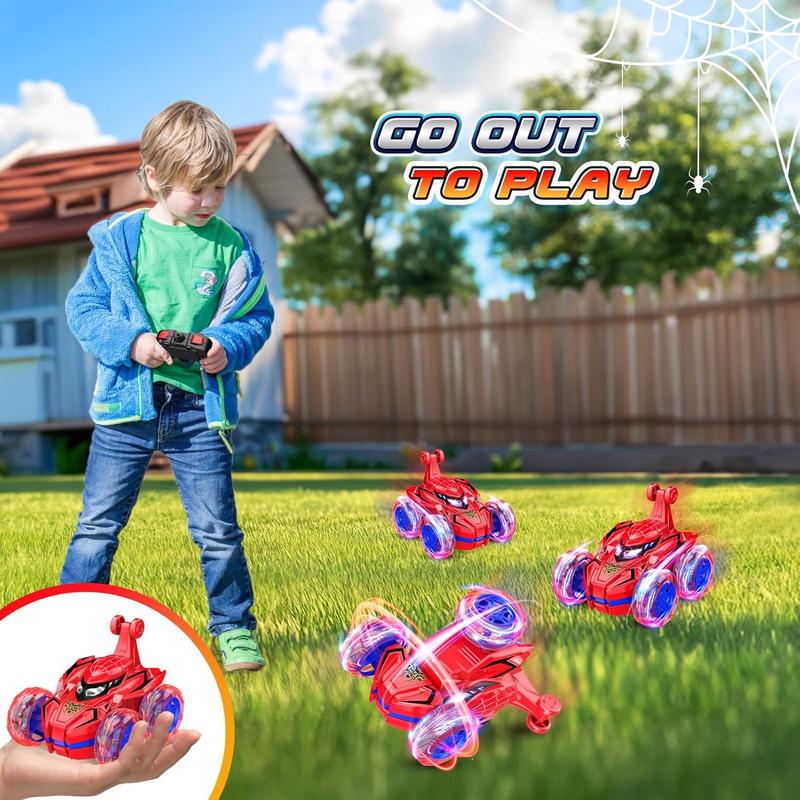 Spider Remote Control Car, Boys Toys Age 4-6 6-8 8-12 360 Rotating 2.4GHz Fast Stunt RC Cars with Cool Lights Music 4WD Off Road RC Crawlers Birthday Party Outdoor Xmas Gifts for 3-12 Year Old Boys