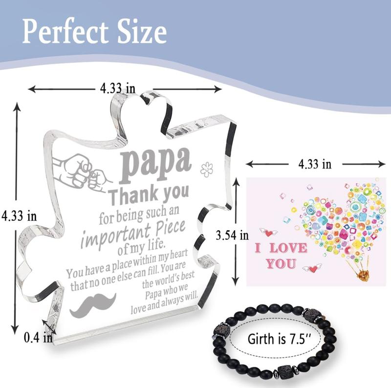 Thank You Papa Grandpa Gifts Acrylic Puzzle Plaque, Delicate Grandfather Christmas Gifts from Grandkids, Birthday Father's Day Present for Dad Grandpa Gift Idea