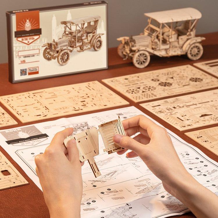 ROKR MC801 Vintage Car 3D Puzzle, 3D Wooden Puzzle Retro Car Model Kits to Build for Adults, Gift for Antique Car Lovers Aesthetic Home Decor