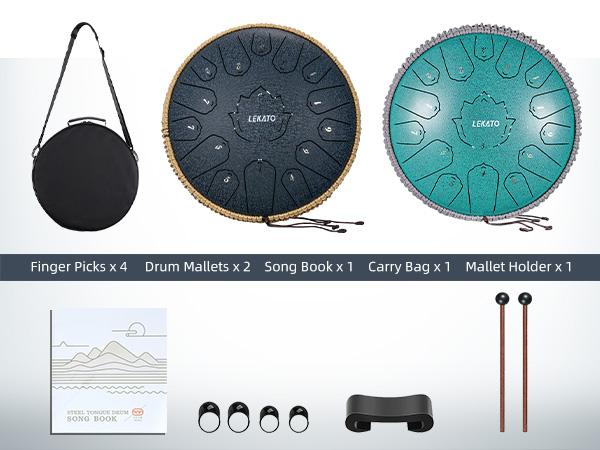 [CRAZY DEAL] LEKATO Steel Tongue Drum Kit, 13 Inch 15 Notes, C Key Steel Drum Set,Professional   Beginner Handpan Rain Drum Percussion, for Meditation Yoga Musical Education Relax Deep Sleep,Music Player Boy Girl Friend Christmas Relaxing Gift