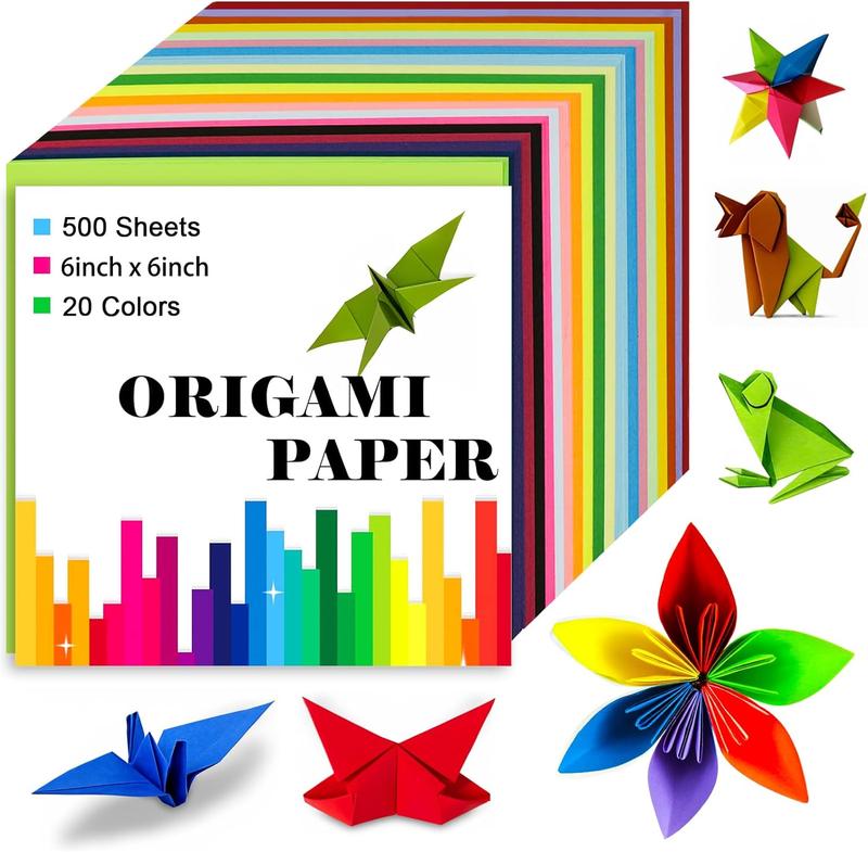 Origami Paper Double Sided Color 500 Sheets,6x6 inch Origami Paper 20 Colors,Origami Paper kit for  Ages 5-8 8-12,Colored Paper Kit Gifts for Beginners (Colorful-500)