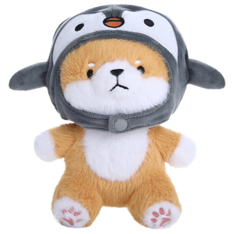 MIAODAM Cute Dog Plushie with Penguin Stuffed Animal Hat - Soft Penguin Dog Plush Toy Stuffed Animal Doll, for Boys & Girls (20cm 7.8in)