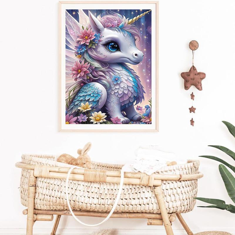 5D Horse Diamond Painting Kits, DIY Unicorn Gem Painting, Full Drill Round Rhinestone Gem Art Painting for Home Wall Decor 12x16inch B11409