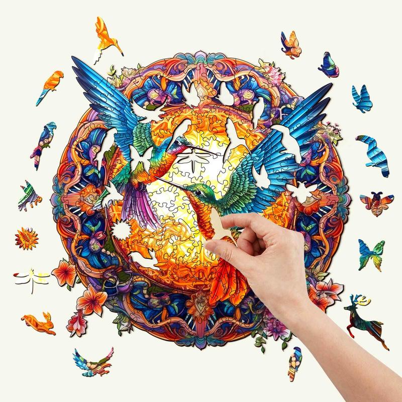 Mandala & Hummingbirds Wooden Jigsaw Puzzle