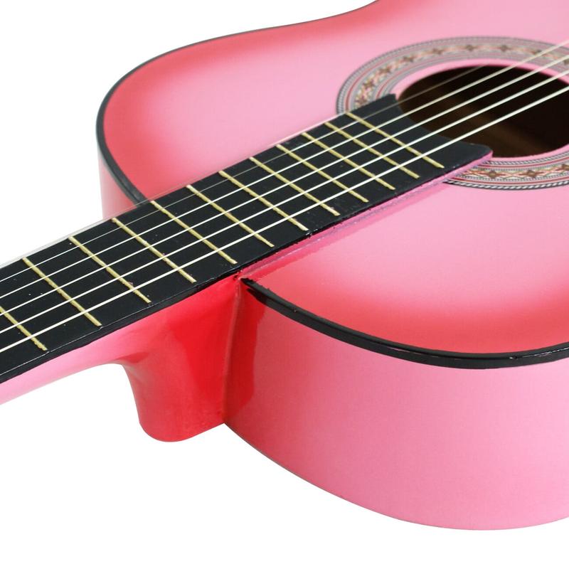 ZENY 38-in Kids Beginner Acoustic Guitar Starter Kit 6 Strings W Case, Strap, Tuner, Pick -Pink