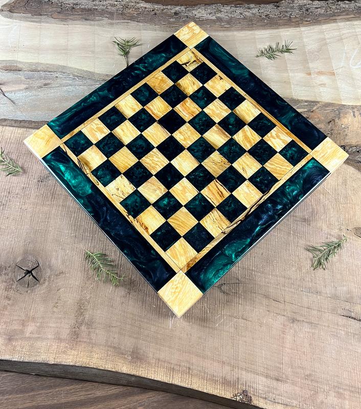 Emerald Black Onyx Maple Wood Chess Board (With Border)