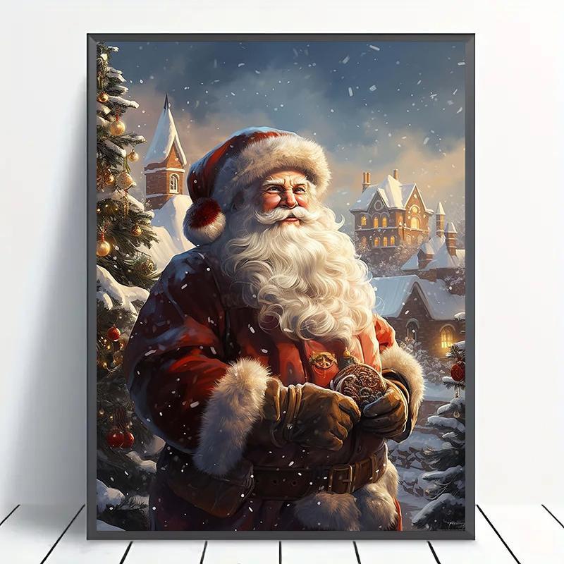 Christmas Santa Claus Pattern DIY Diamond Art Painting Without Frame, DIY 5D Diamond Arts Painting Kit, Wall Art Decor For Home Living Room Bedroom