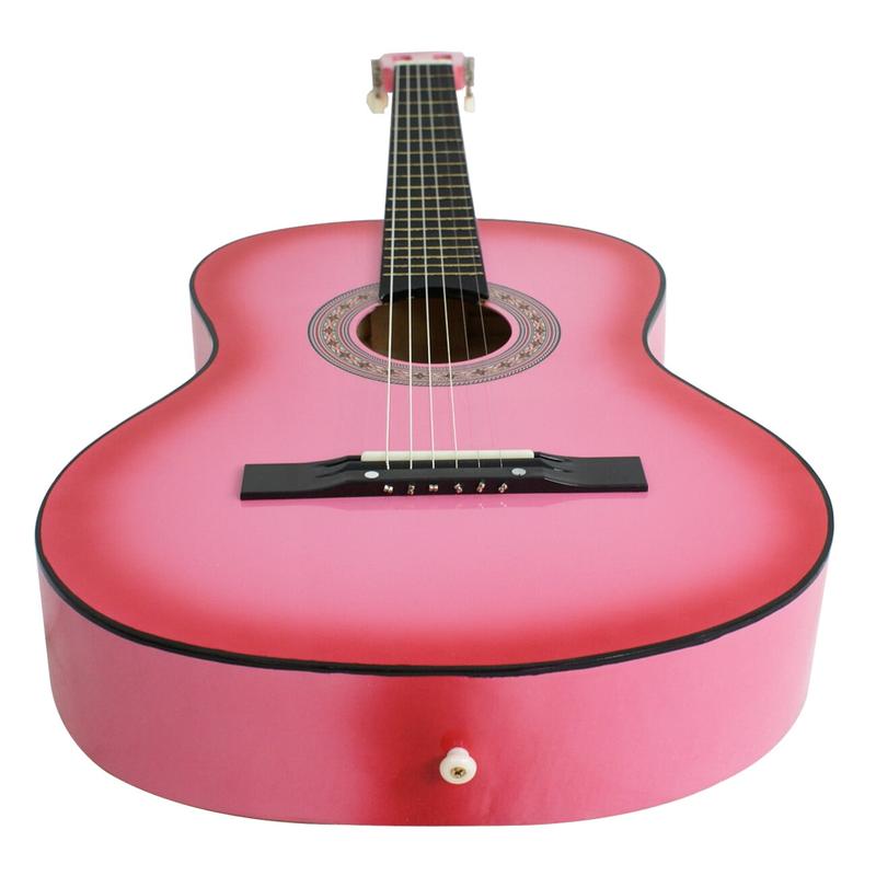 ZENY 38-in Kids Beginner Acoustic Guitar Starter Kit 6 Strings W Case, Strap, Tuner, Pick -Pink