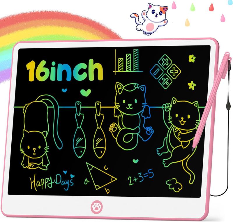 LCD Writing Tablet for  16 Inch, Toys for   Drawing Pad for 3 4 5 6 7 8 Year Old ,  Magnetic Doodle Board Travel  Christmas Birthday Gift for  (Pink)