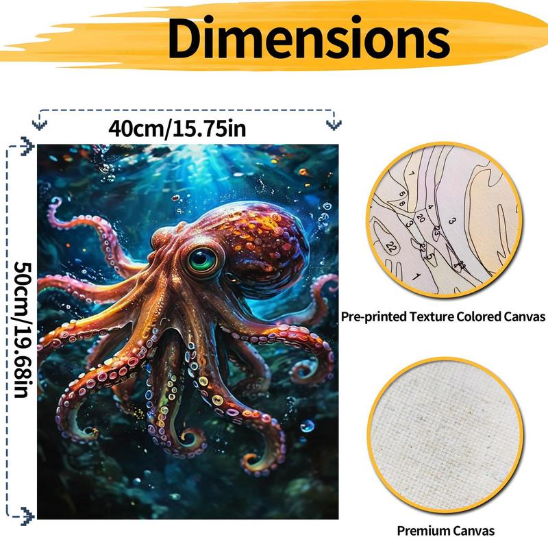 Octopus Pattern DIY Painting By Numbers Kit Without Frame, 1 Set DIY Paint By Numbers Kit, Wall Art Decoration for Home Living Room Bedroom