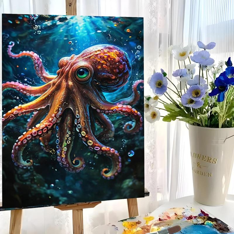 Octopus Pattern DIY Painting By Numbers Kit Without Frame, 1 Set DIY Paint By Numbers Kit, Wall Art Decoration for Home Living Room Bedroom