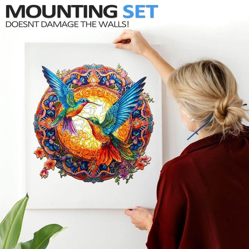 Mandala & Hummingbirds Wooden Jigsaw Puzzle