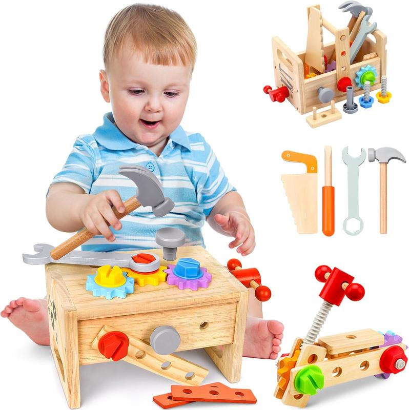 29Pcs Stem Wooden Tool Set Montessori Toys, Tool Bench Pretend Play Construction Learning Toys, christmas gift set