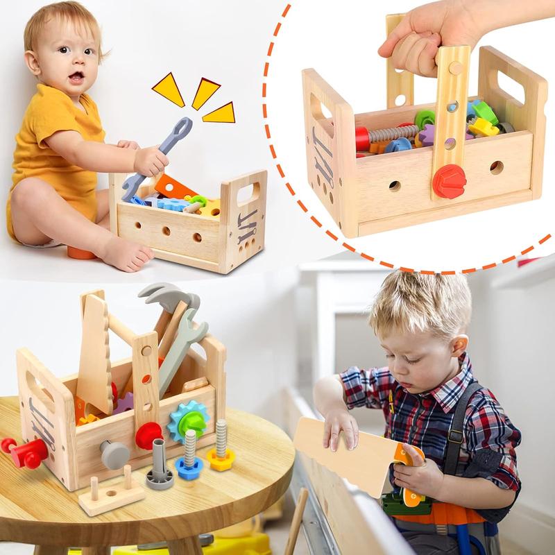 29Pcs Stem Wooden Tool Set Montessori Toys, Tool Bench Pretend Play Construction Learning Toys, christmas gift set