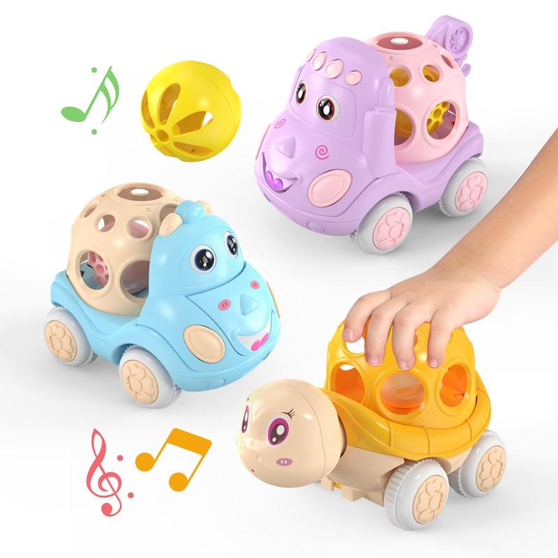 Cartoon Design Mini Car Toy, 3pcs set Push Type Friction Power Car Toy, Birthday Gift