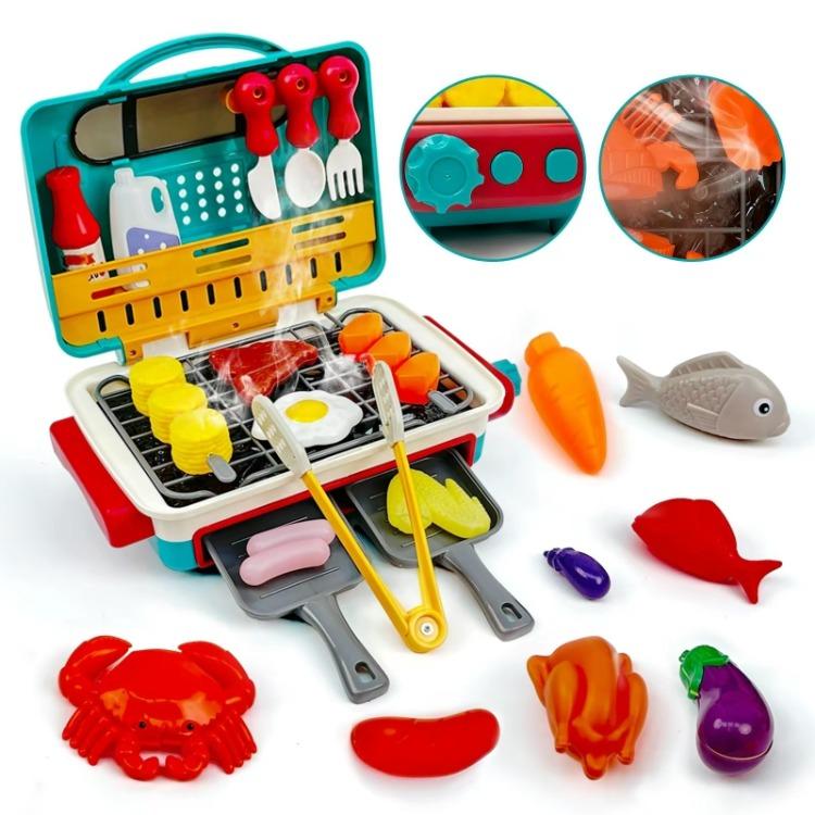 Kids Cooking BBQ Grill Playset: Backyard Barbecue Toy Set with Play Food Accessories – Perfect Kitchen Playset for Children’s Pretend Play