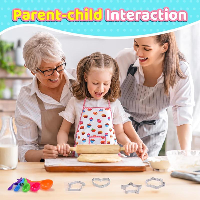 Birthday Gifts for 3-8 Year Old Girls Cute Stuff Apron for Girls Kids Cooking Sets Toddler Toys Kids Chef Hat and Apron