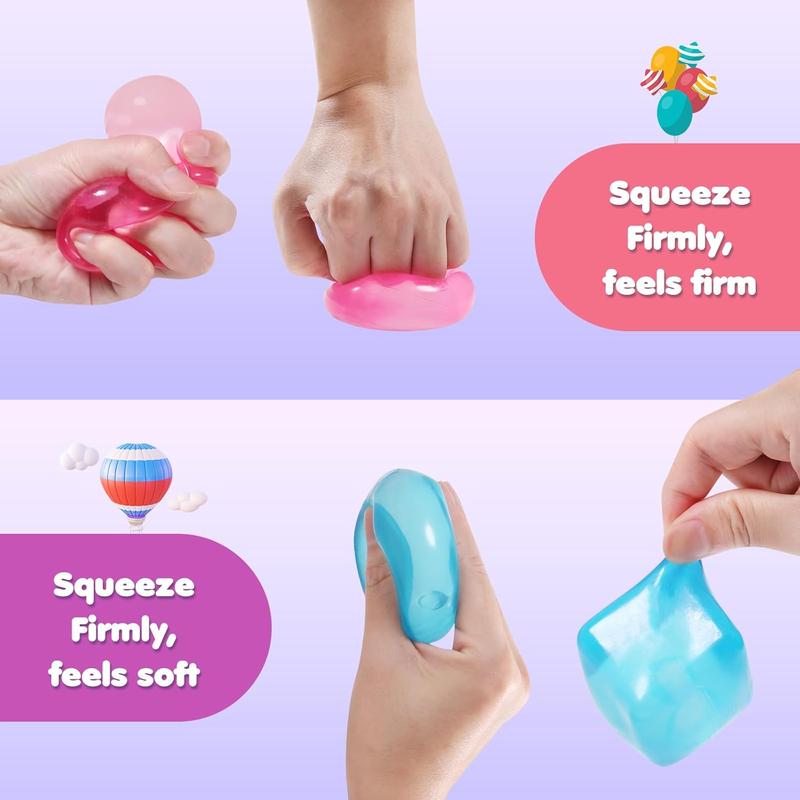 4pack Stress Cube Squishy Stress Balls for Adults Kids Sensory Ice Cube Fidget Toy for Your Best Mellow and Chill -Square Shape with Filling in Pink Purple Blue Green- Age 3 to Adult (4pcs)