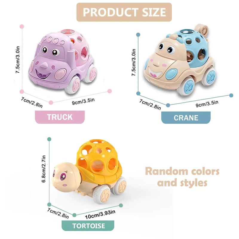 Cartoon Design Mini Car Toy, 3pcs set Push Type Friction Power Car Toy, Birthday Gift