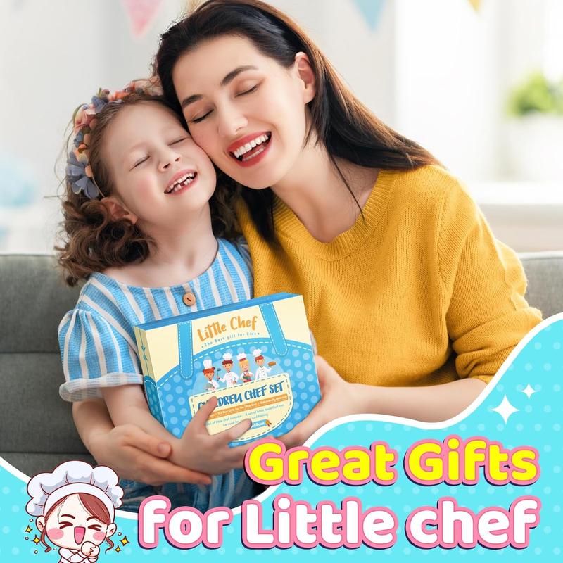 Birthday Gifts for 3-8 Year Old Girls Cute Stuff Apron for Girls Kids Cooking Sets Toddler Toys Kids Chef Hat and Apron