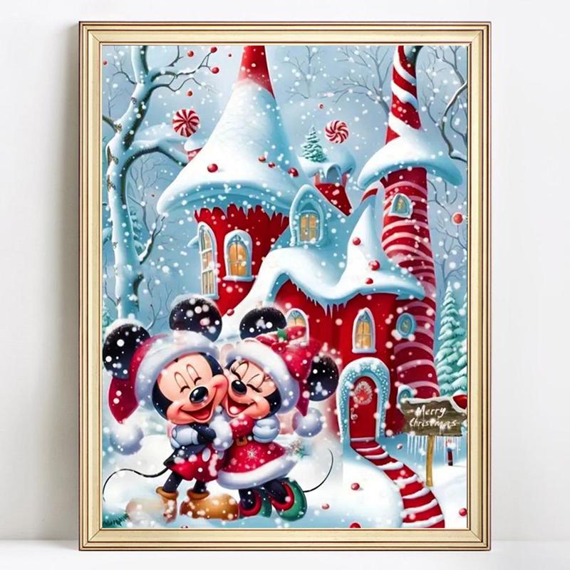 Mickey Mouse Pattern Diamond Arts Colorful Painting Kit without Frame, DIY 5D Diamond Arts Crafts Kit, Wall Art Ornaments for Home