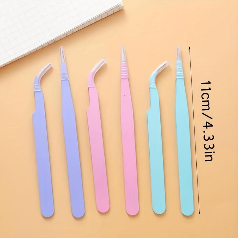 Random Color Straight & Curved Pointed Tweezers, 2 Counts set Diamond Arts Colorful Painting Tool, DIY Needlework Tool