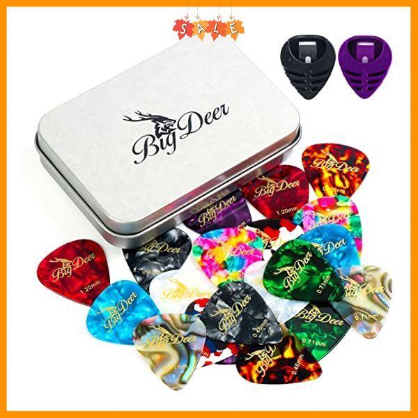 30 pack Celluloid Guitar Picks ，includes Thin,Medium, Heavy & Extra Heavy Picks Plectrums for Acoustic Guitar,Ukulele,Bass Wrapped in tin box