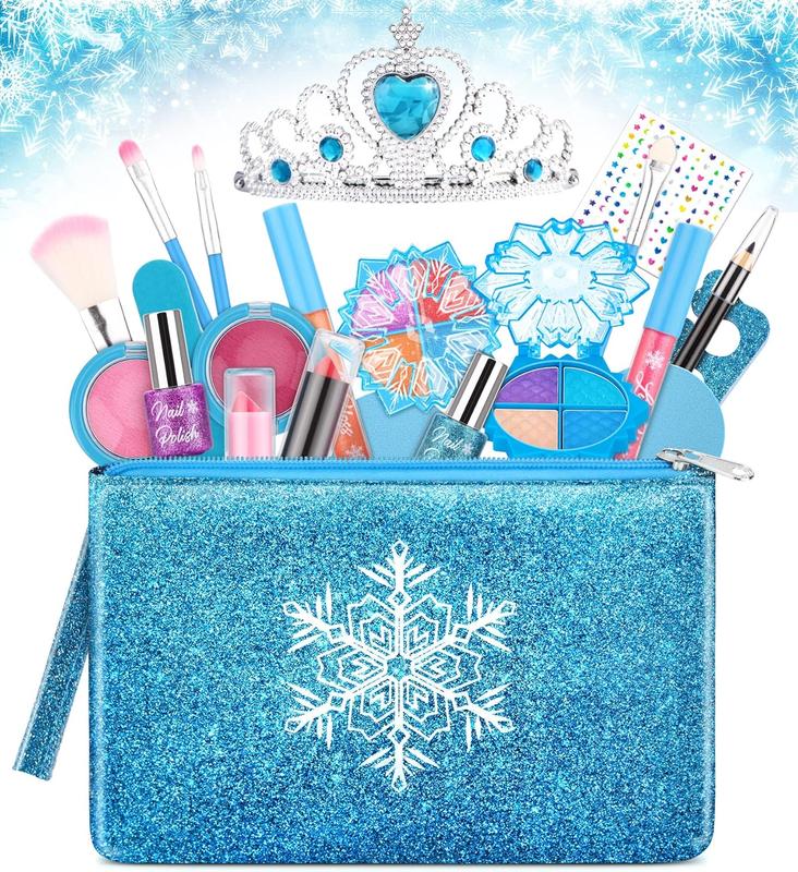 Washable Kids Makeup Kit for Girls - Princess Frozen Toys Pretend Play Starter Set- Christams birthday and newyear gifrs