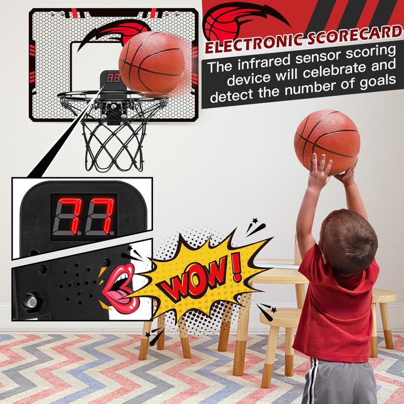 Toys Basketball Hoop Indoor, Mini Basketball Hoop with Scoreboard and Complete Accessories Over The Door Basketball Hoop Toys for Home and Office Door & Wall Basketball Toys Gifts for Kids Teens mini basketballhoop indoor basketball