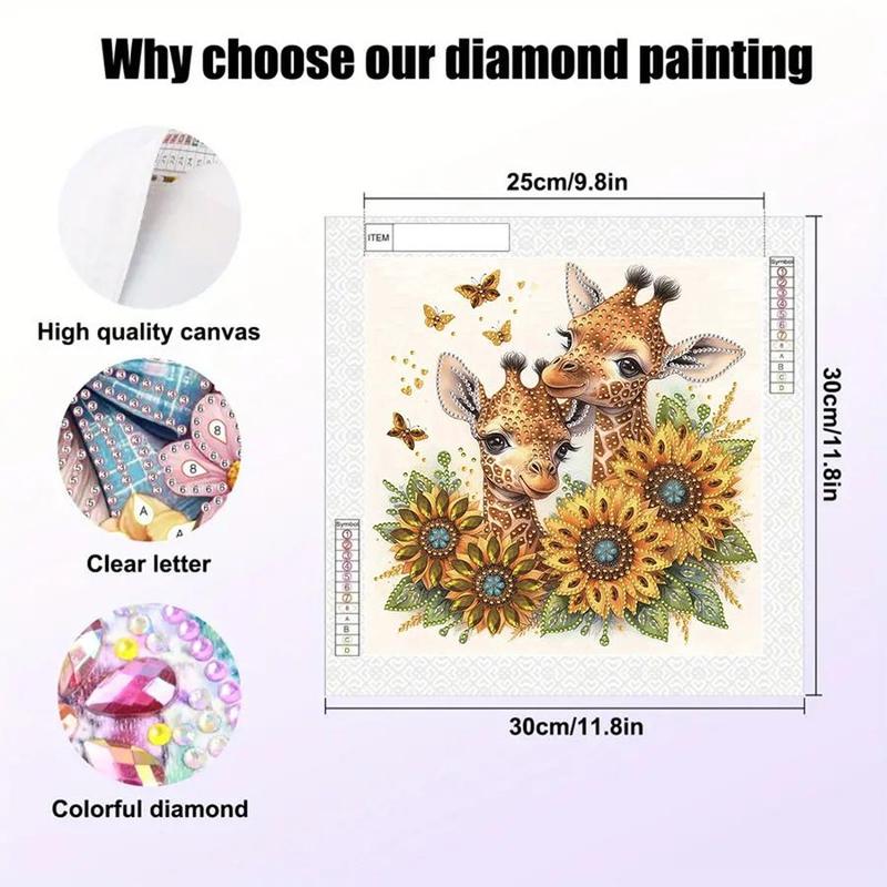 Handmade Diamond Arts Colorful Painting Paint Kit, 1 Count Giraff & Sunflower Pattern 5D Diamond Arts Colorful Painting without Frame, Home Wall Decoration