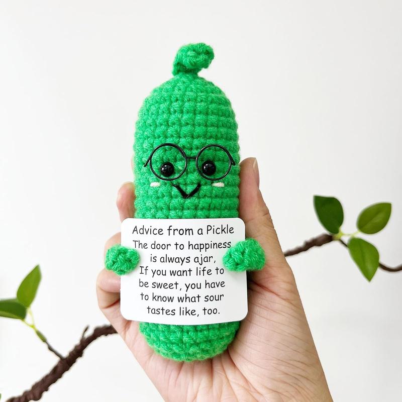 Advice from a Pickle Crochet Funny Gifts, Knitting Doll Ornaments, Funny Reduce Pressure Pickle Toy Birthday Gifts for Friends Women