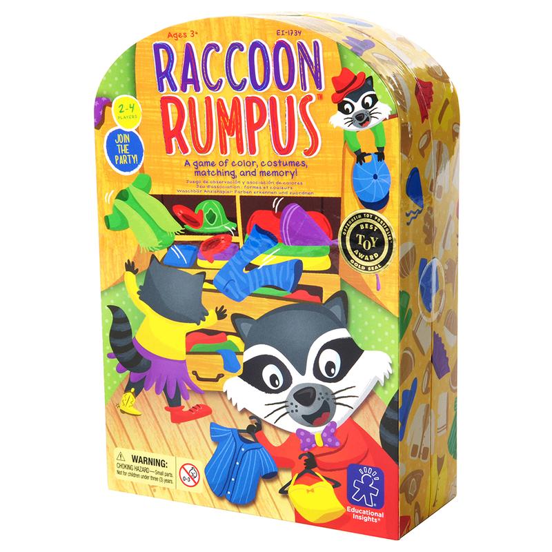 Educational Insights Raccoon Rumpus Game, Preschool Game with Dice & Color Matching, For 2-4 Players, Fun Family Board Game For Kids Ages 3 to 6