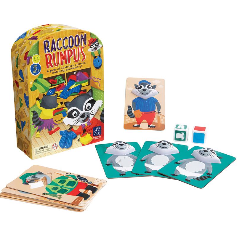 Educational Insights Raccoon Rumpus Game, Preschool Game with Dice & Color Matching, For 2-4 Players, Fun Family Board Game For Kids Ages 3 to 6