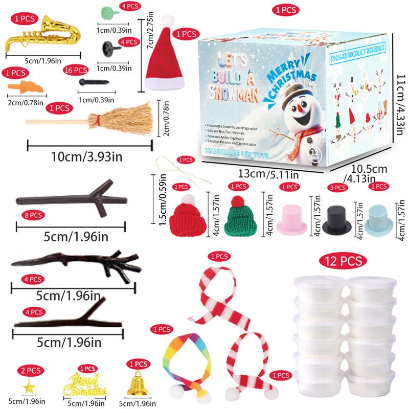 12pcs Christmas DIY Build Snowman Kit - Modeling Clay Snowman DIY Kit - Resin Soft Easy to Snowman DIY Kit for Christmas crafts Christmas Party Gifts