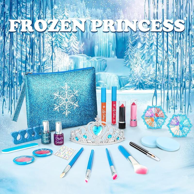 Washable Kids Makeup Kit for Girls - Princess Frozen Toys Pretend Play Starter Set- Christams birthday and newyear gifrs