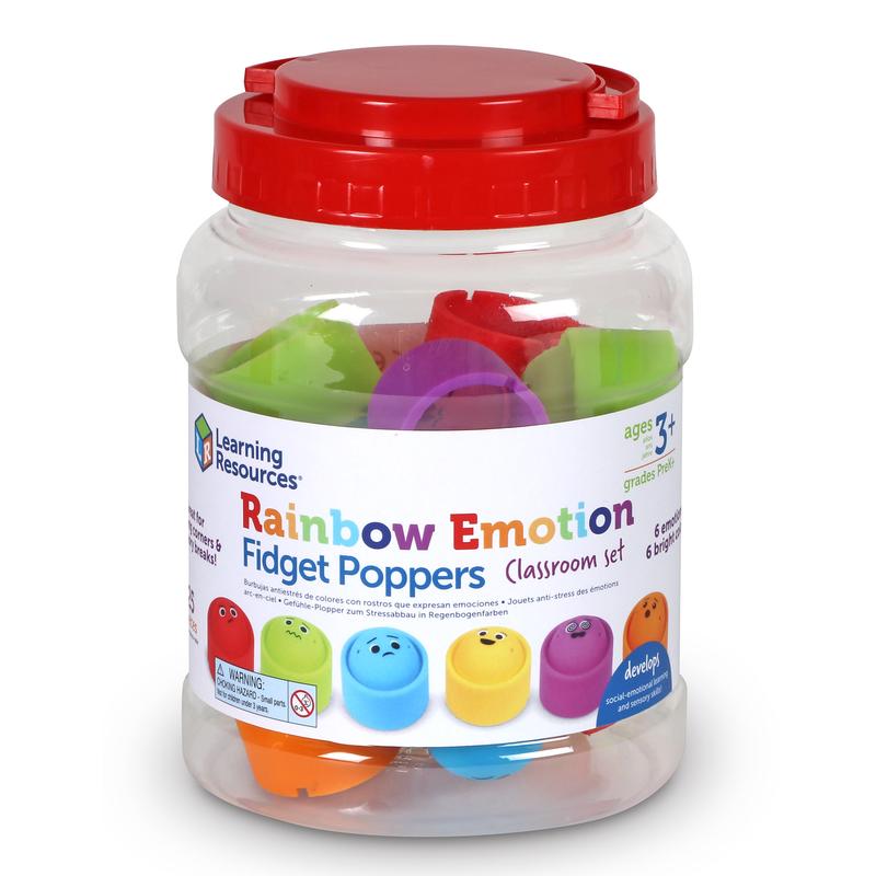 Learning Resources Rainbow Emotion Fidget Poppers Classroom Set, Ages 3+