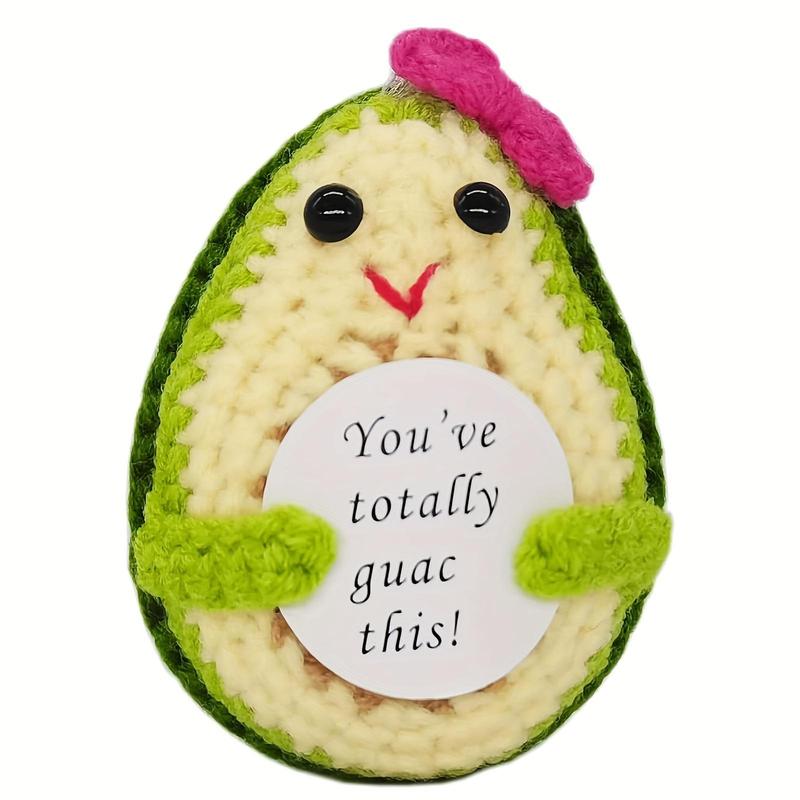 Avocado Shaped Crochet Kit, Handmade Crochet Kit with Card, DIY Crochet Supplies for Beginners, Emotional Support Crochet Plush Encourage Gifts