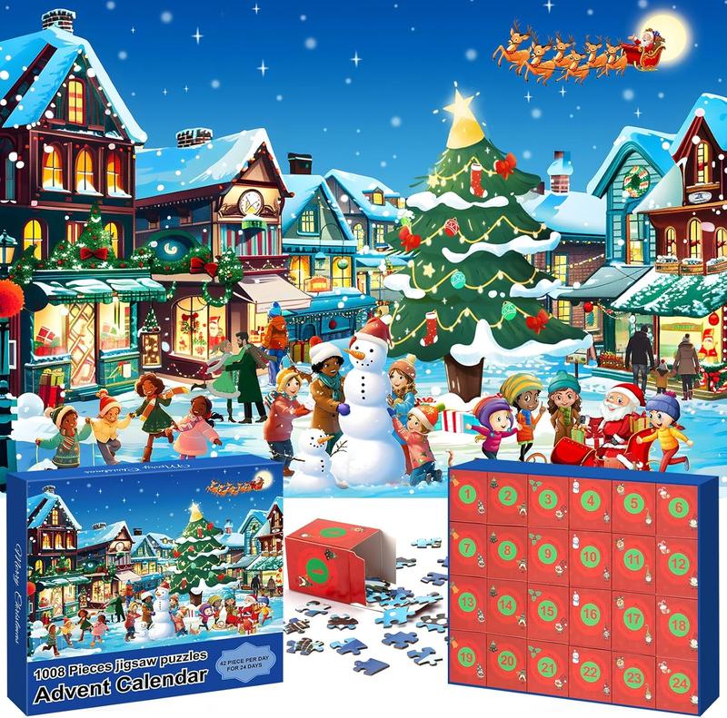 Advent Calendar Puzzle 2024, Holiday Christmas Family Fun Activity Jigsaw Puzzle, Holiday Santa Puzzle for Adults Kids, Can be Used As Xmas present and Home Decoration, Gift for Boys and Girls