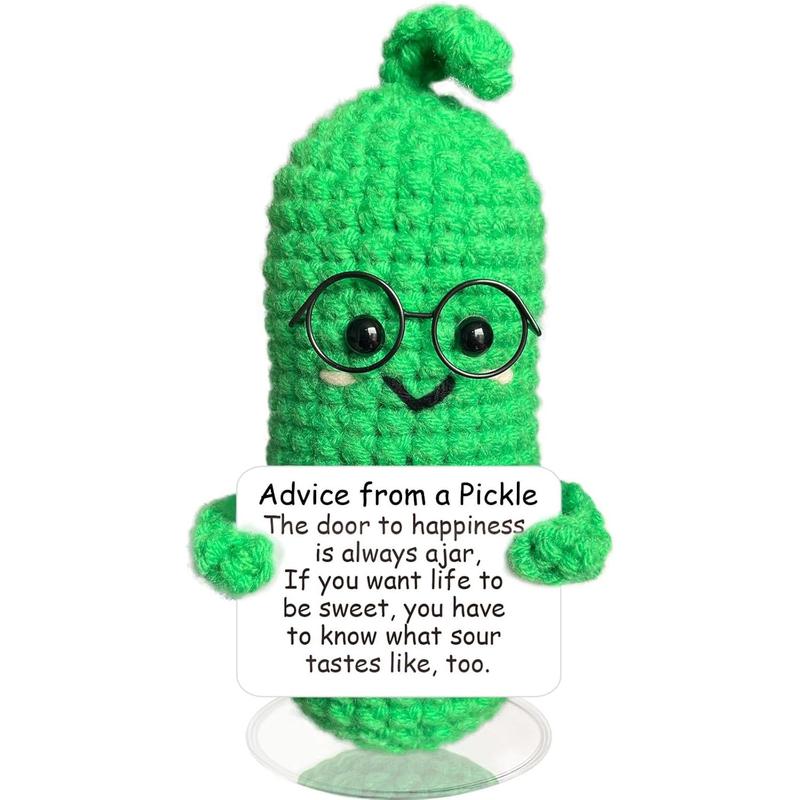 Advice from a Pickle Crochet Funny Gifts, Knitting Doll Ornaments, Funny Reduce Pressure Pickle Toy Birthday Gifts for Friends Women