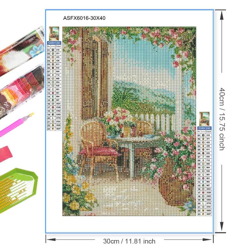 Flower Pattern DIY Diamond Arts Colorful Painting Kit without Frame, DIY Decorative Art Picture for Beginner, DIY Home Decor