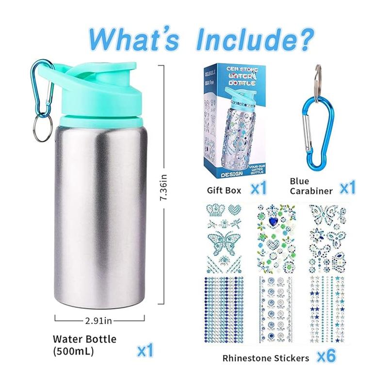 Decorate Your Own Water Bottle Kits for Girls Age 4-6-8-10-12, Water Bottle for Girls, Birthday Gifts for Girls 4-6-8-12, Arts and Crafts Toys Gifts for Girls, Diamond Painting Kits