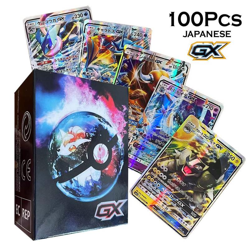 Set of 100 three-dimensional pokemon cards Charizard Pikachu Vmax Japanese flash cards children's toys   Pokemon collection   children's gifts   Christmas gifts