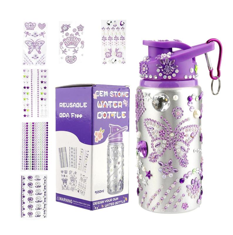 Decorate Your Own Water Bottle Kits for Girls Age 4-6-8-10-12, Water Bottle for Girls, Birthday Gifts for Girls 4-6-8-12, Arts and Crafts Toys Gifts for Girls, Diamond Painting Kits