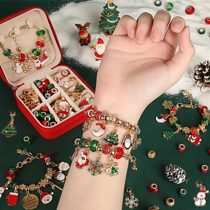 Christmas Themed Jewelry Making Kit, 55pcs set DIY  Chain Bracelet Making Kit, Diy Jewelry Making Supplies for Bracelet, Christmas Gift