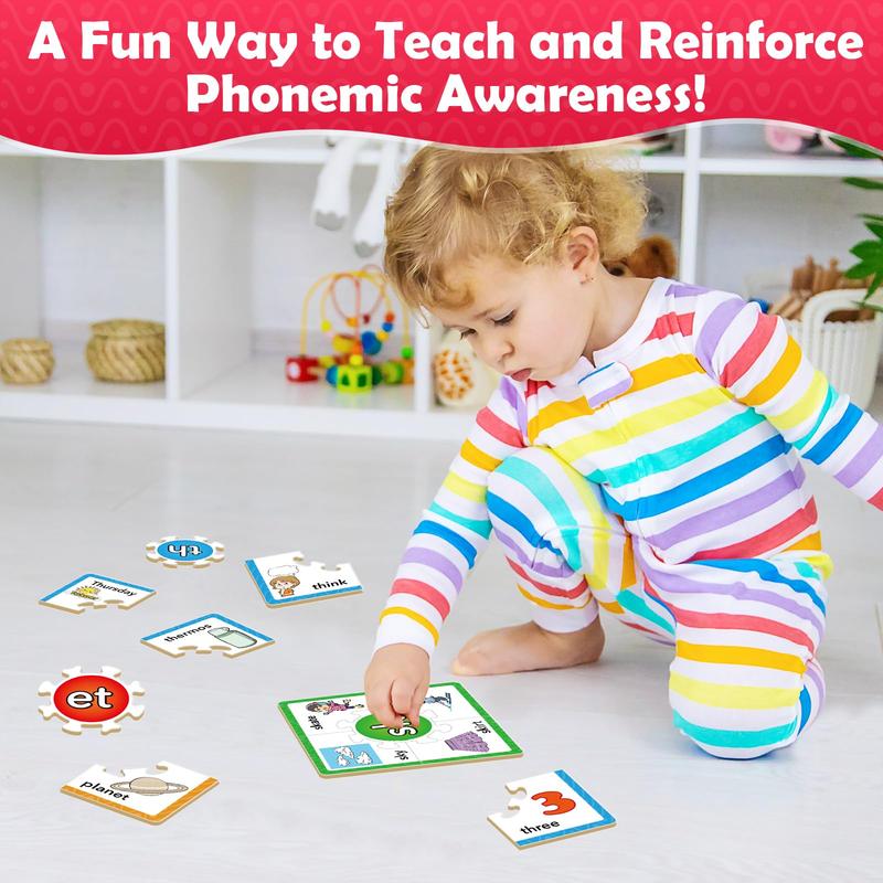 Torlam Phonics Puzzle Rhyming Games Phonics Games Flash Cards Learn to Read Spelling Reading Sight Words