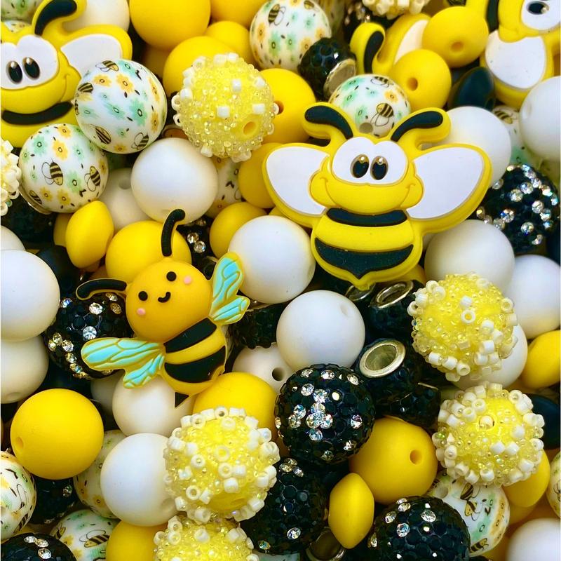 40pcs Bead Bundle 204 | Bee Beads | Bumblebee Beads | Bead Mix | Yellow Beads