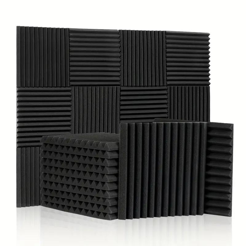 12Pack Acoustic Panels 1 X 12 X 12 Inches - Acoustic Foam - High Density- Soundproof Studio Wedges - Charcoal