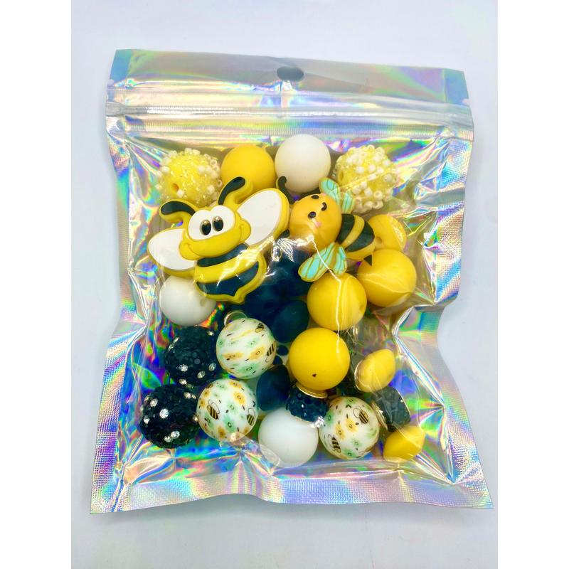 40pcs Bead Bundle 204 | Bee Beads | Bumblebee Beads | Bead Mix | Yellow Beads