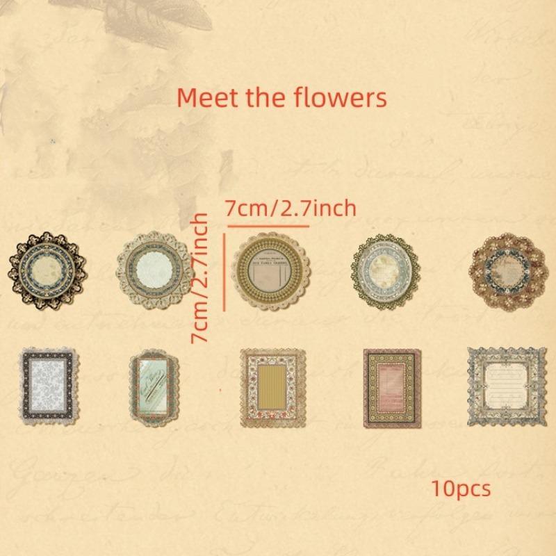 Vintage Flower & Lace Design Material Paper, 10pcs set Hollow Out Scrapbooking & Stamping Paper, DIY Decorative Paper for Scrapbooking & Journal Making